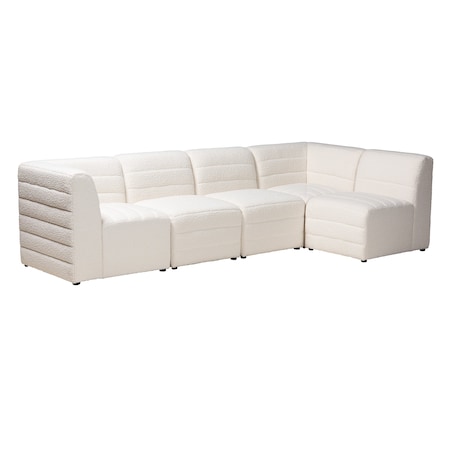 Baxton Studio Maya Modern White Boucle Fabric 5-Piece Modular Sectional Sofa 228-12968-12967-12967-ZORO